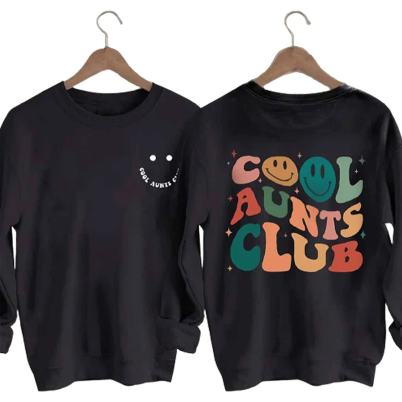 

Rheaclots Cool Aunts Club Printed Women's Vintage Cotton Long Sleeves Sweatshirt