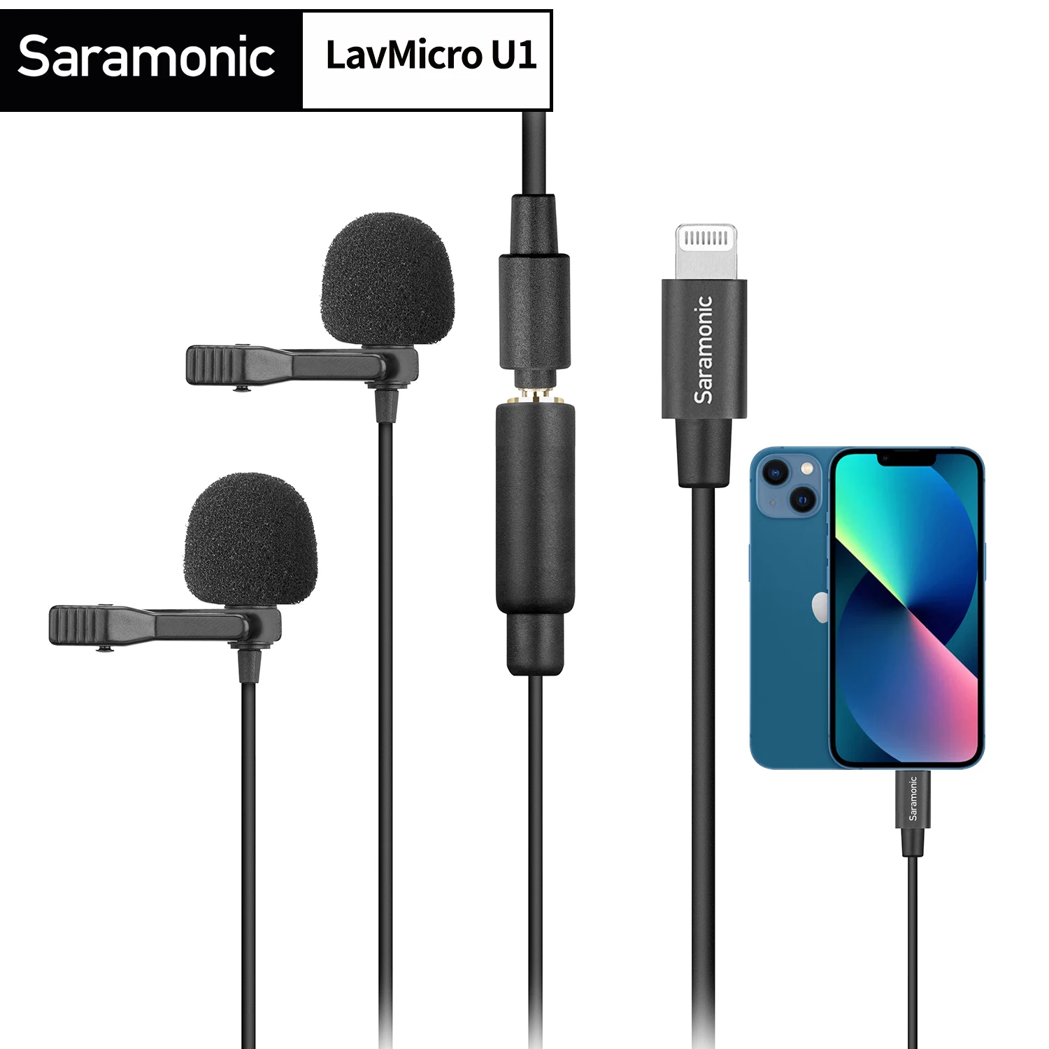 

Saramonic LavMicro U1 Lavalier Clip-on Wired Condenser Microphone for iPhone Mobile iOS Devices Interviews Vlogs Youtube Live