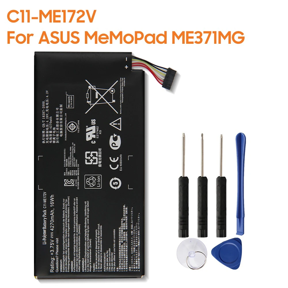 

Replacement Battery C11-ME172V For ASUS MeMoPad ME371MG K004 ME172V Rechargeable Tablet Battery 4270mAh