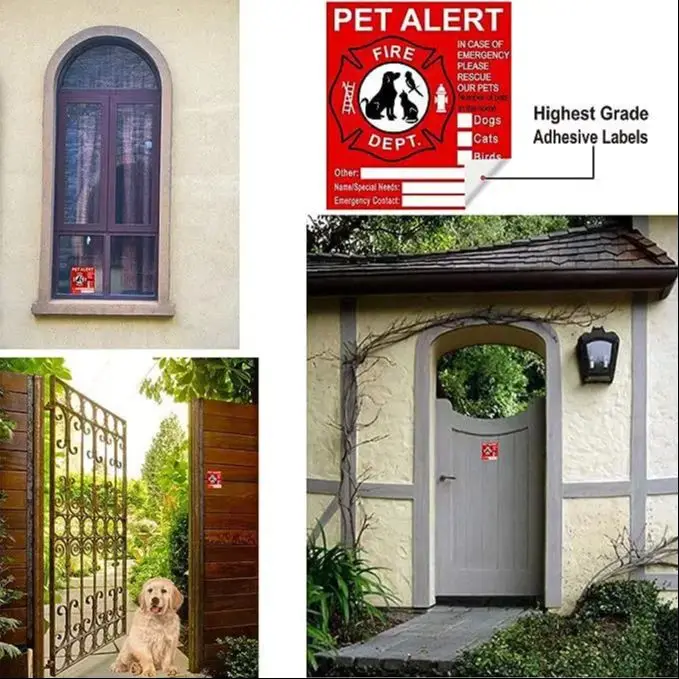 Pet Alert Safety Fire Rescue Sticker 5pcs Save Pets Emergency Pet Inside Decal In Case Of Danger In House Window Door Sign