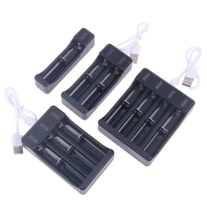 18650 Fast Charger with Type cable 4.2V Lithium Battery 4 Slot Strong Light Flashlight Intelligent Charge for 14500 26650 18650