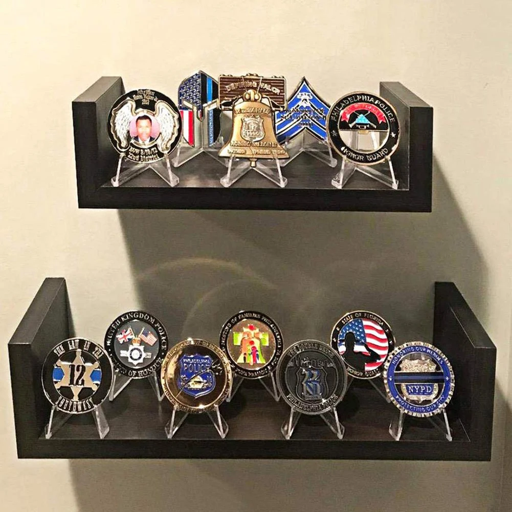 5 stücke Klar Acryl Münze Display-ständer Halter Kleine Staffelei Rack Karte Gedenk Herausforderung Münze Kapsel Halter Unterstützung – Detail 1