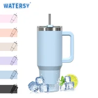 Watersy 40oz/1200ml Tumbler with Handle & Straw Lid Stainless Steel Insulated Cup Keep Cold Thermal Mug Portable Car Travel Cup 1