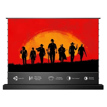 2025 NEW 16:9 120 inch 4K 3D UHD Black Diamond Long Throw ALR Projector Screen Electric Tension Floor Rising Projection Screens