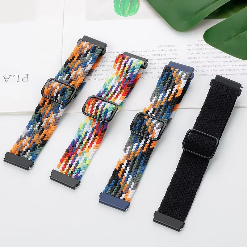 Nylon Braided Elastic Wristband - 22mm/20mm Adjustable Strap