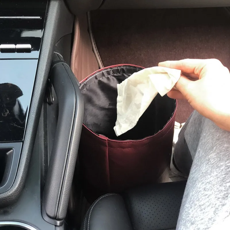 Foldable Car Garbage Storage Can Waterproof Hanging Litter Bag Auto Interior Waste Container Folding Rubbish Bin Organizer car trash can car trash bag