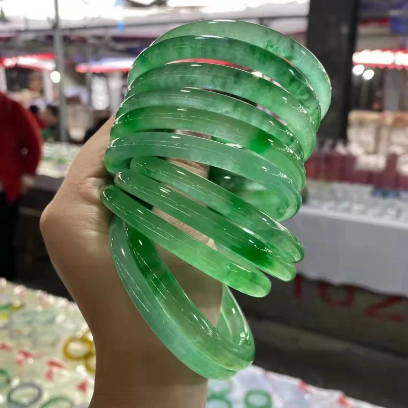 

Send Certificate Grade A Burma Jade Bangle Women Healing Jewelry Ice Green Jadeite Myanmar Certified Jades Stone Bangle Bracelet