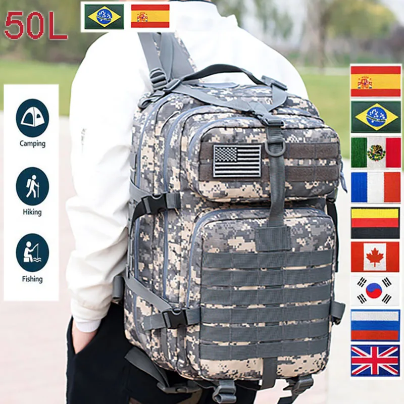 

Рюкзак мужской тактический, 30 л/50 л, нейлоновый, 1000D