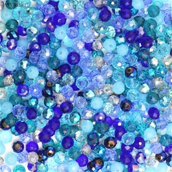 Isywaka Light Blue Faceted Crystal Glass Beads, 50pcs 4x6mm Rondelle Spacer Beads - 4x6mm 50pcs (Blue multicolor)