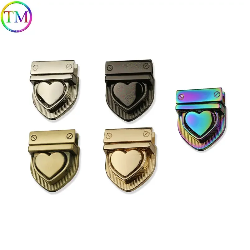 28*32mm Metal Heart Press Lock Fashion Bag Switch Locks For Diy Handbag Bag Purse Luggage Hardware Closure Bag Parts Accessories