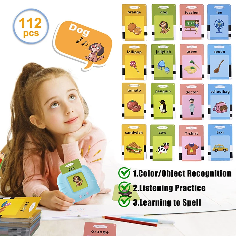 Educational Learning Toy Alphabet Educational Toys Education Toys Sight Words Games Talking Flash Cards Learning English Machine Electronic Book for Kids Interactive Activity Gift