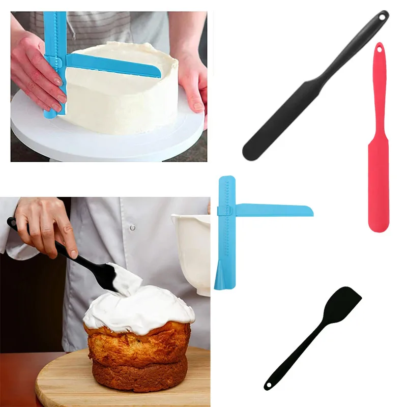 Silicone Spatula Set for Baking Cake Decorating Frosting Smoother Adjustable Cake Scraper Jam Spreader Non-Stick Kitchen Tools