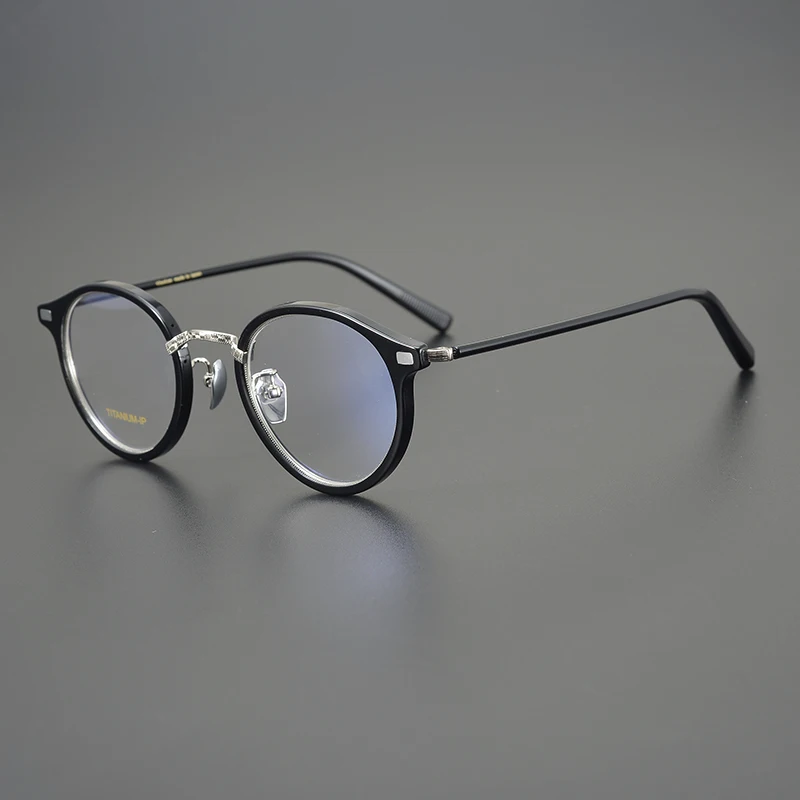 

Handmade Eyeglasses Retro Small Round Eye Glasses Frame Acetate Pure Titanium Ultra Light Rim Myopia Japanese Designer Eyewear