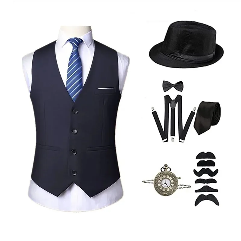 1920S Gatsby Party Set Carnival Vest Annual Meeting Stage Performance Dress Male Singer Street Dance Official Weeding Part Vest