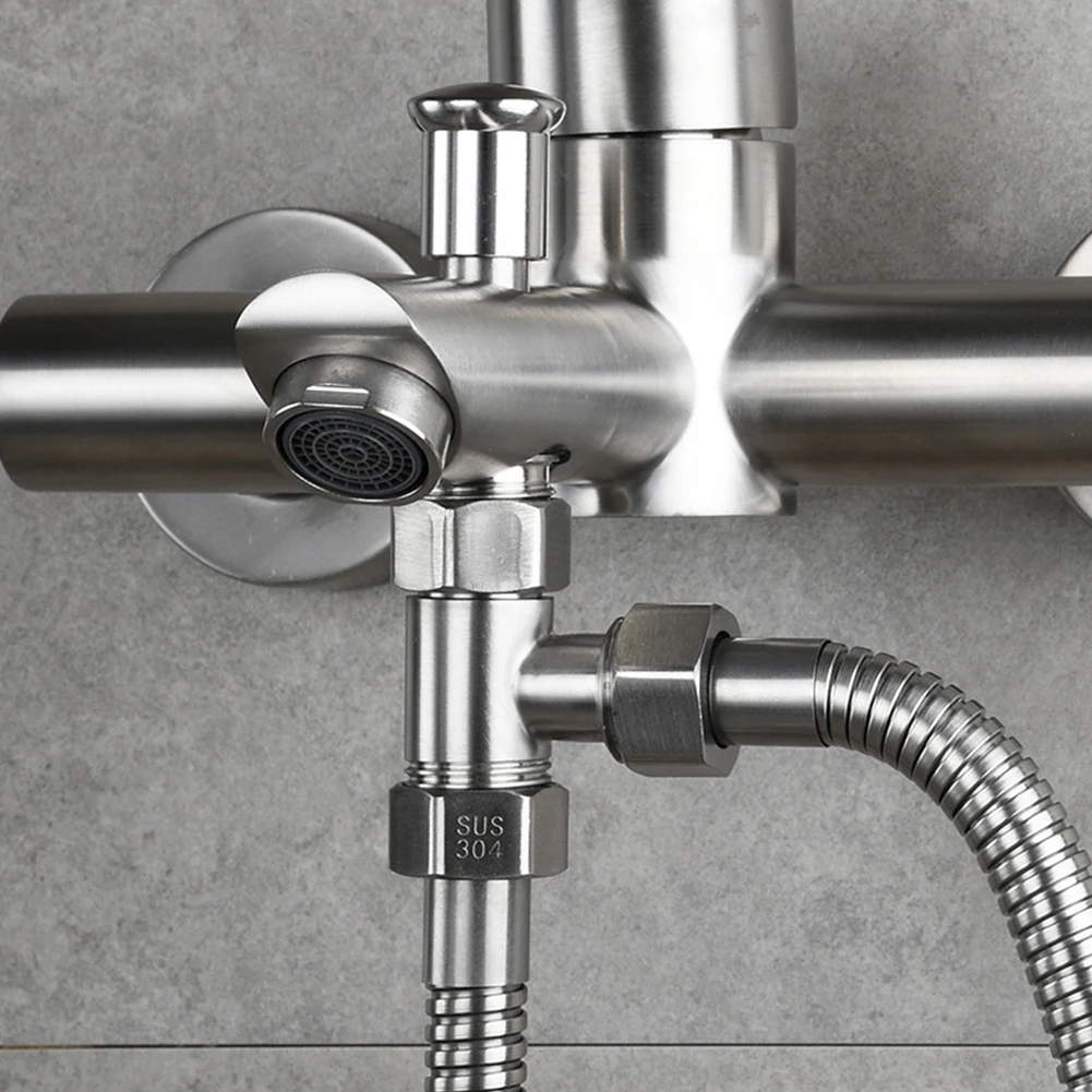

T Adapter Diverter Valve G1/2\\\" Male Thread Sprayer Shower T Shape Diverter Three-way Device 304 Stainless Steel G1/2 T-Valve