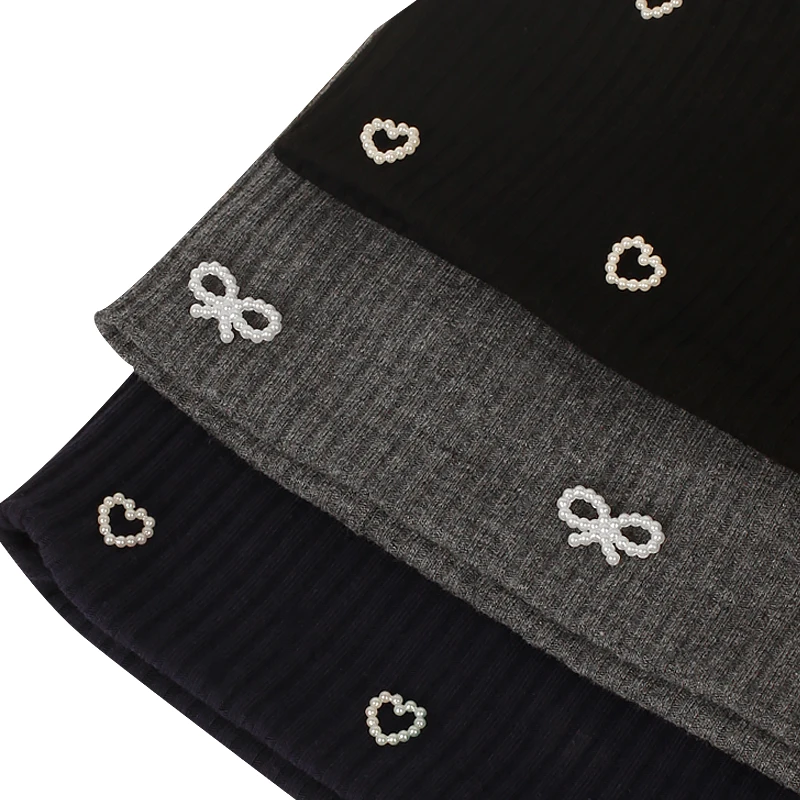 Geebro Women Multicolor Ribbed Pearl Star skullies Beanie Casual knitted Soft Design Solid Bow Heart Bonnets Ladies Slouchy Hat 6
