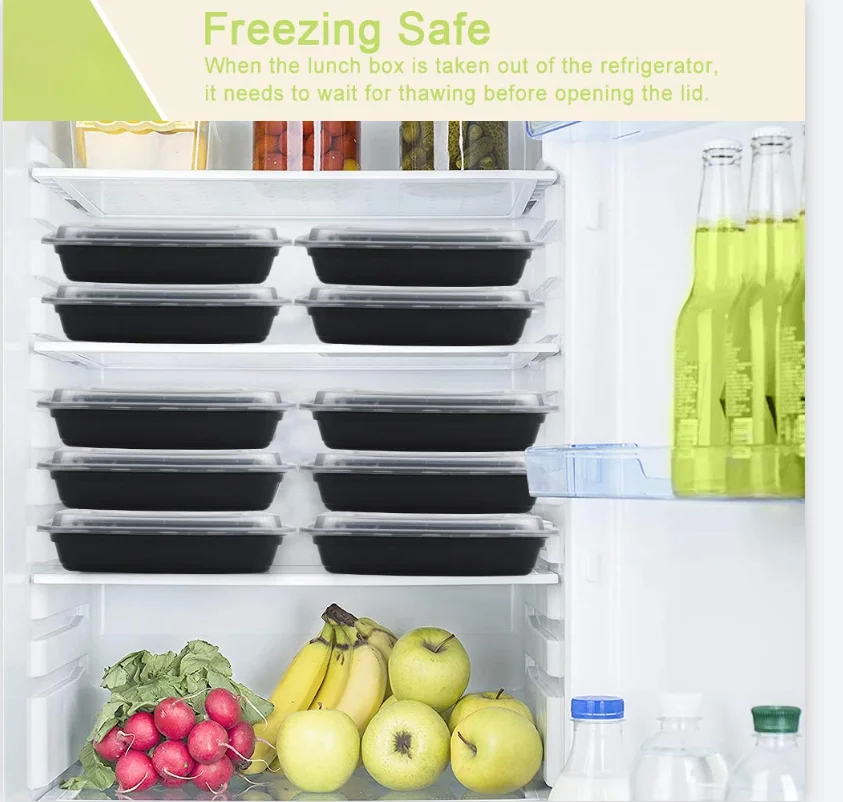 Thick Square Disposable Lunch Box with Lid Takeaway Plastic Fast Food Fruit Salad Crisper 10pcs disposable containers disposable lunch box