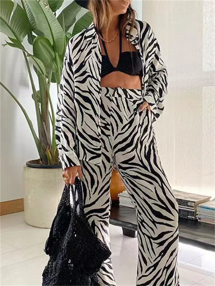 Wmstar Two Piece Set Women S-5XL Casual Print Long Top and Pants Sets Fall Clothes Outfits Matching Suit Wholesale Dropshipping