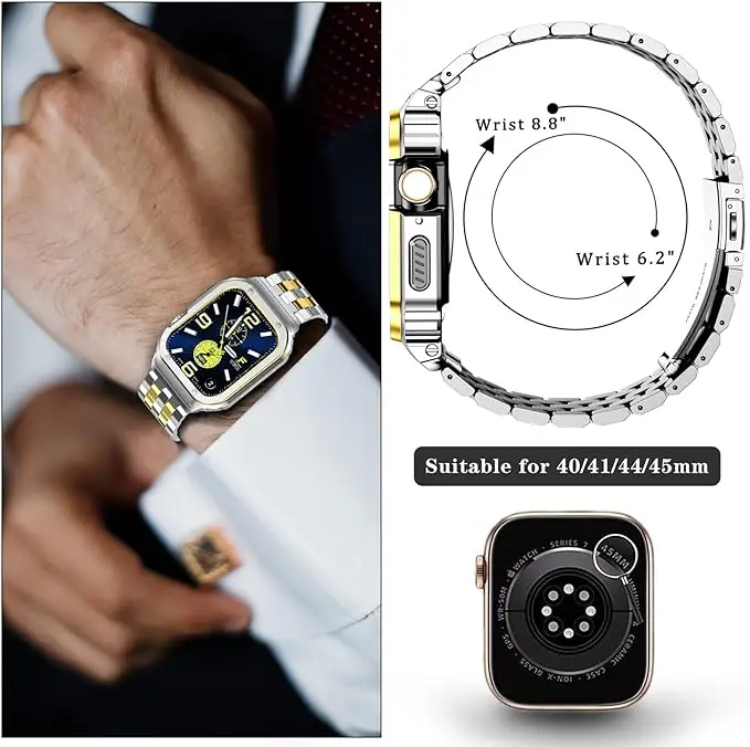 Premium Stainless Steel Case with Band and Rugged Metal Protector