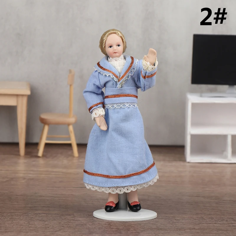 Beautiful 1:12 Scale Dollhouse Miniature Porcelain Doll Dressed As A