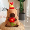 30cm Birthday Capybara Plush Toys Soft Stuffed Animals Capybara Cake Milk Tea Red Flower Capybara Kids Girls Boys Birthday Gifts 6
