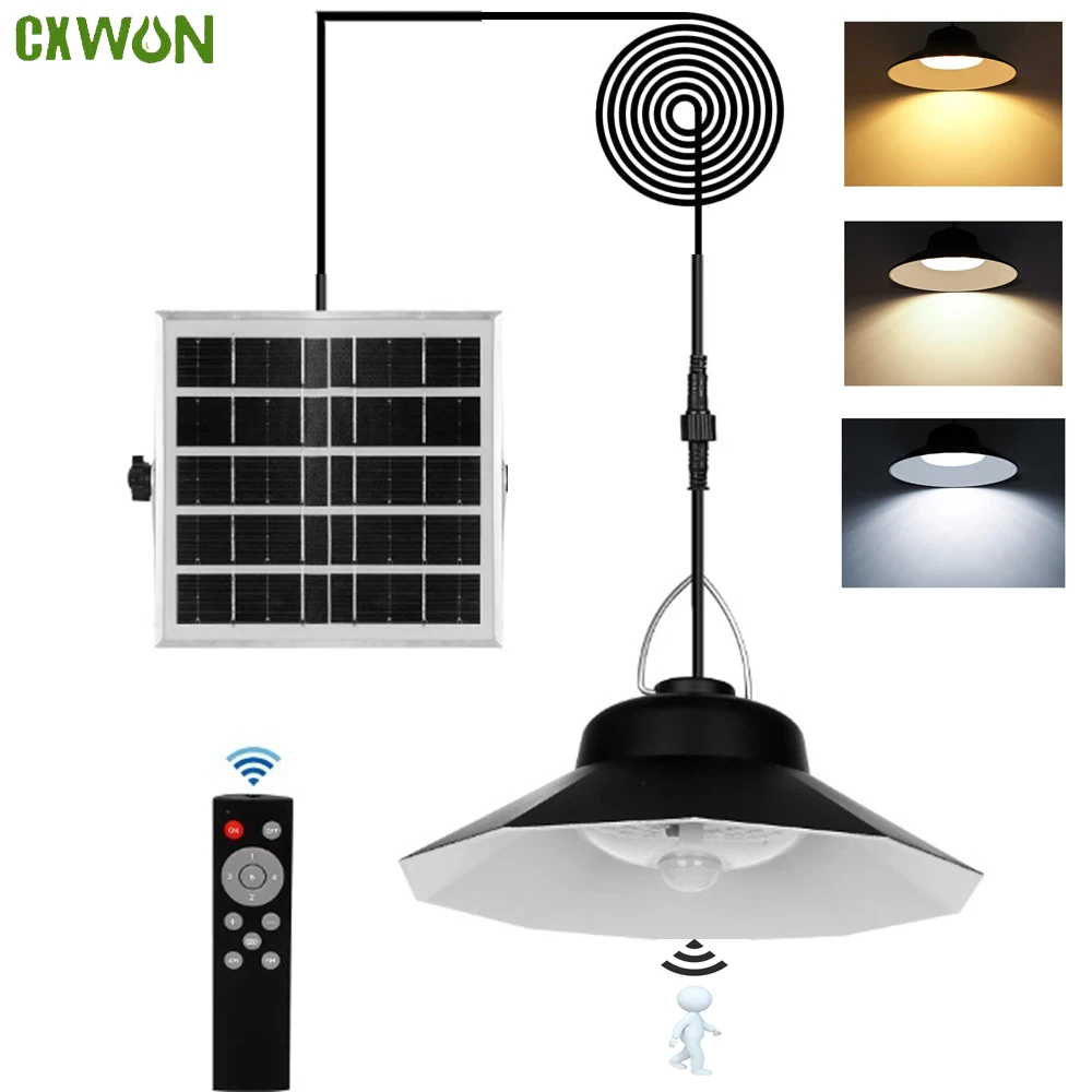 Solar Pendant Light with Motion Detector Outdoor Indoor Solar Shed Lamp Waterproof Dimmable 5M Cable Remote for Courtyard Garage wifi water leak sensor highly sensitive probes design smart flood detector tuya app free remote monitoring of leaks 3 0 ft detection line