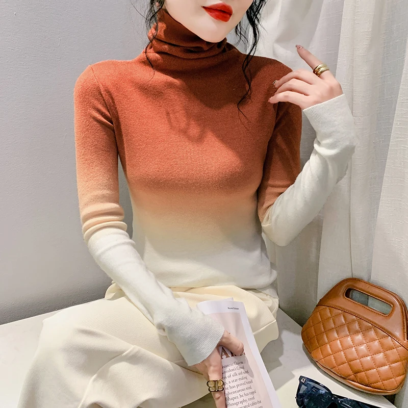 

Turtlenecks Sweater 2023 Autumn Winter Women's Pullovers Tops 2023 New Fashion Slim Fit Long Sleeve Knitted Shirt