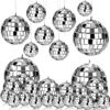 24 Pcs Mirror Disco Ball Hanging, Glass Disco Ball Decor, Disco Party Decorations, for Holiday Party Decor with Rope 1