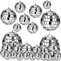 24 Pcs Mirror Disco Ball Hanging, Glass Disco Ball Decor, Disco Party Decorations, for Holiday Party Decor with Rope 1