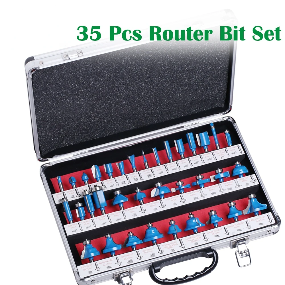 

Фрезы для деревообработки с хвостовиком 1/4 дюйма, 35 шт.