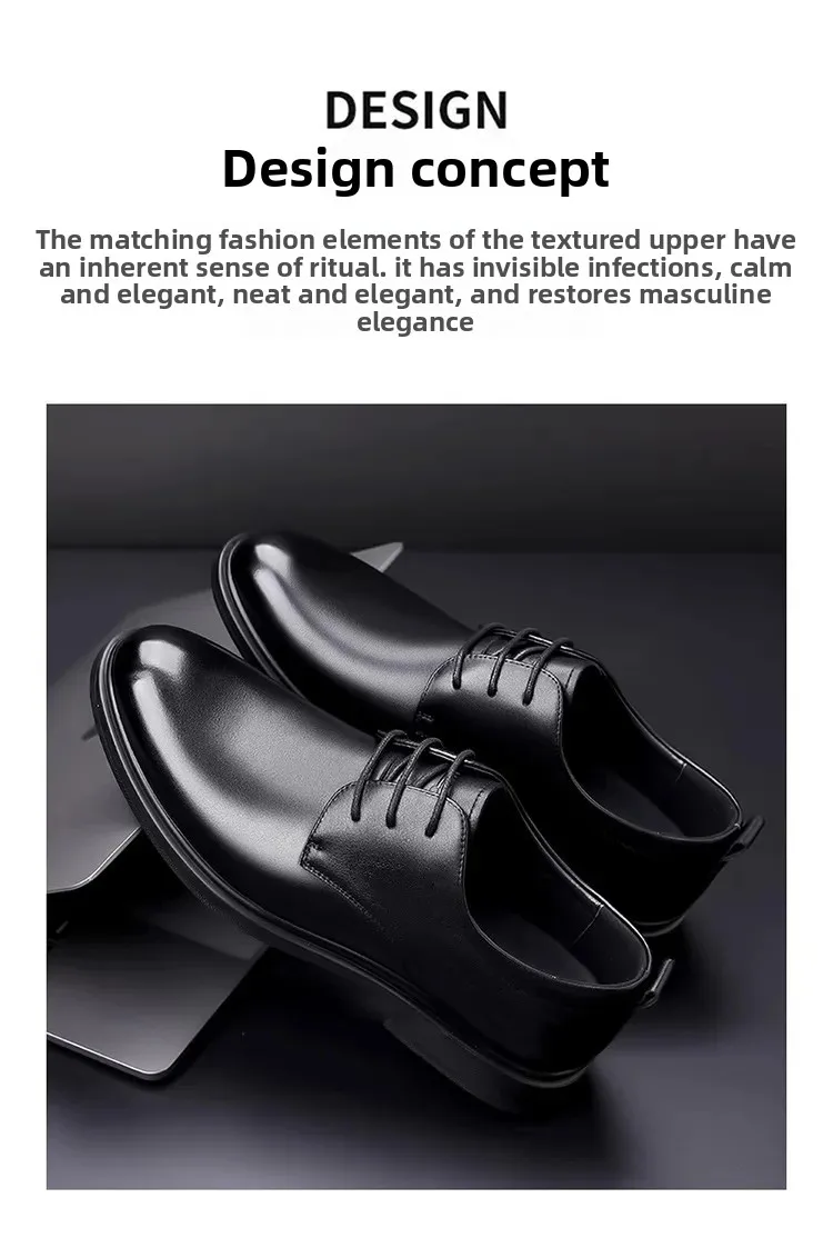أحذية زفاف غير رسمية من الجلد الناعم للرجال نمط جديد للأعمال الرسمية قابلة للتنفس للخريف النسخة الكورية البريطانية بمقدمة مدببة للعريس S