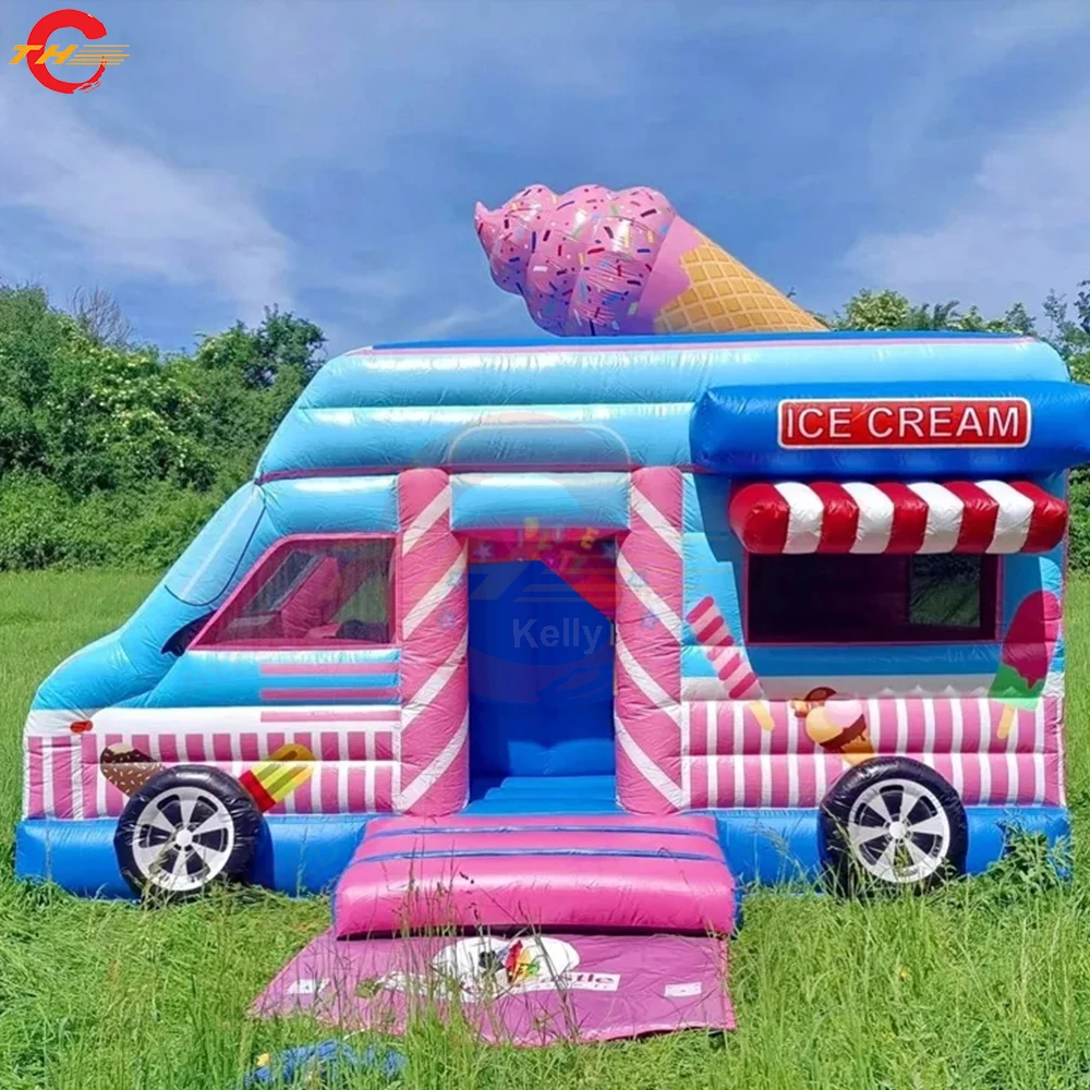 Quick Door Shipping 13*9*10ft Commercial Inflatable Ice Cream Truck Snack Booth Stand for Food Treat 6