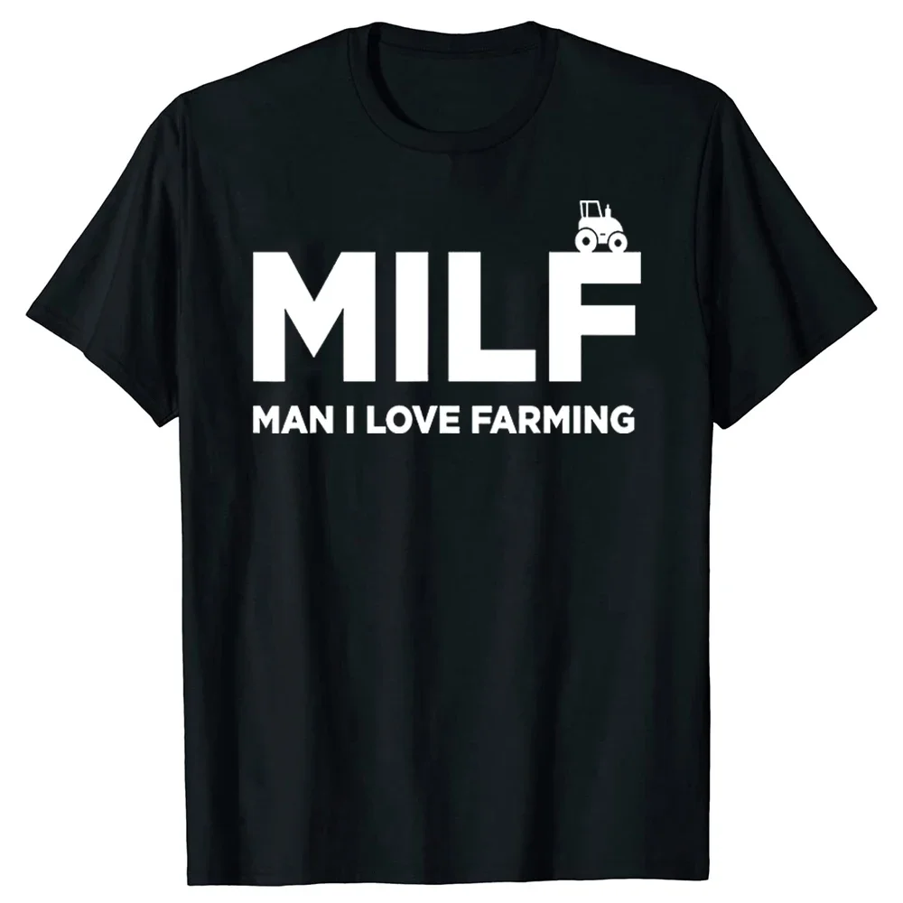 Lustige Milf Mann ich liebe Landwirtschaft T-Shirts Bauer T-Shirts Rundhals ausschnitt Kurzarm Mode T-Shirt Kleidung lässig Basic T-Shirts