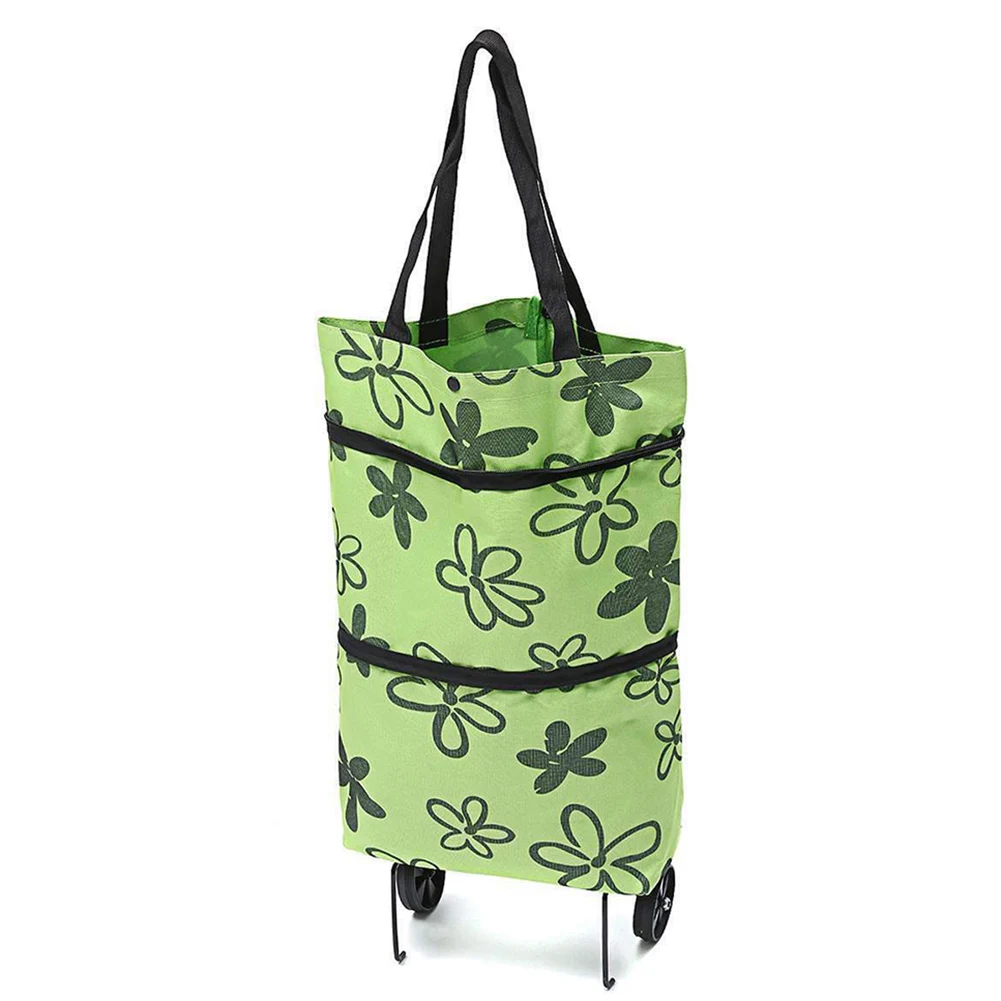 

2 In 1 Portable Foldable Shopping For Kids Gifts Cart Multifunction Telescopic Storage Bag With Wheel