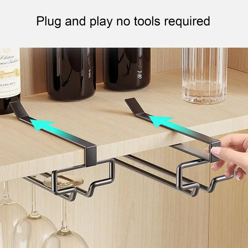 Wine Glasses Holder Under Cabinet Stemware Hanging Rack Bartender Organizer Glass Goblet Iron Rack Bar Kitchen gadgets 2
