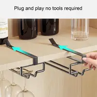 Wine Glasses Holder Under Cabinet Stemware Hanging Rack Bartender Organizer Glass Goblet Iron Rack Bar Kitchen gadgets 2