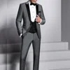 Grey New Style One Button Single Breasted Peak Lapel Luxury 3 Piece Jacket Pants Vest Wedding Outfits for Groom Formal Blazer 1