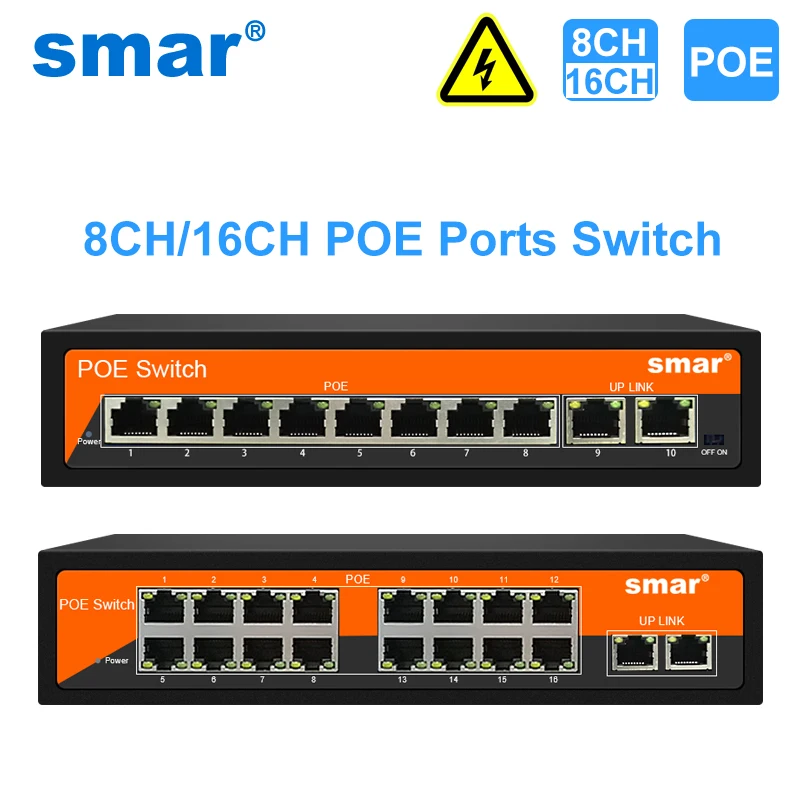 Techage 48V 4CH 8CH 16CH Network POE Switch With 10/100Mbps IEEE 802.3  af/at Over Ethernet For IP Wireless AP CCTV Camera System