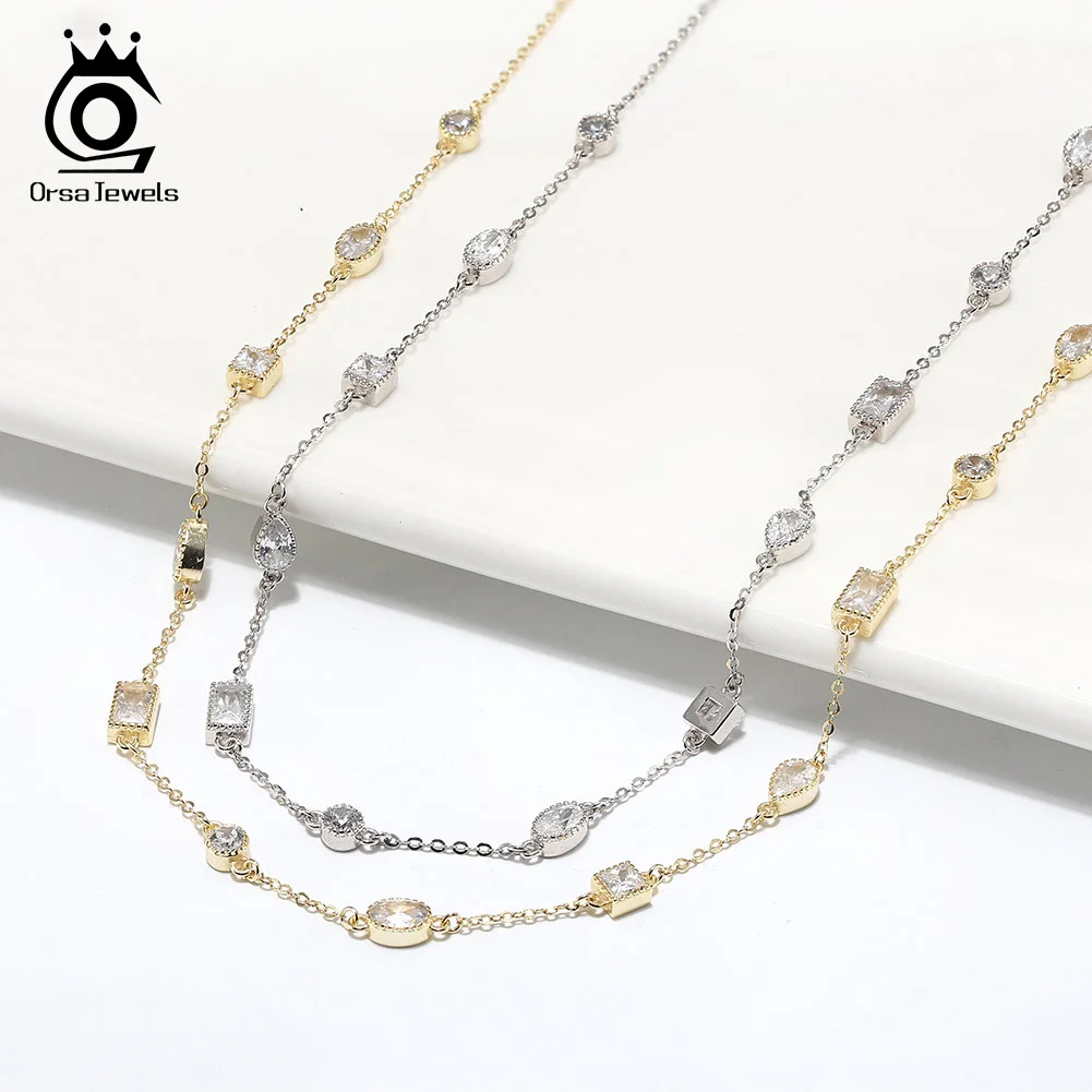 ORSA JEWELS 여성용 절묘한 14K 골드 초커 목걸이, 사각형 및 타원형..
