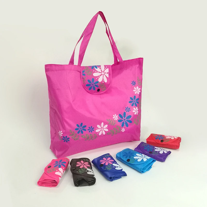 

Women Foldable Handbag Large Capacity Portable Casual Floral Environmental Shopping Bag Colorful All-match Buckle Shopping Bag
