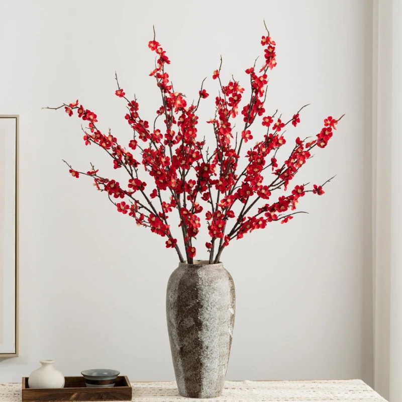 5/6 Stück Künstliche Chimonanthus-Zweige Seidenblumen Hotel-Dekoration Weiße Winterblumen Simulation Blumen Tischdekoration