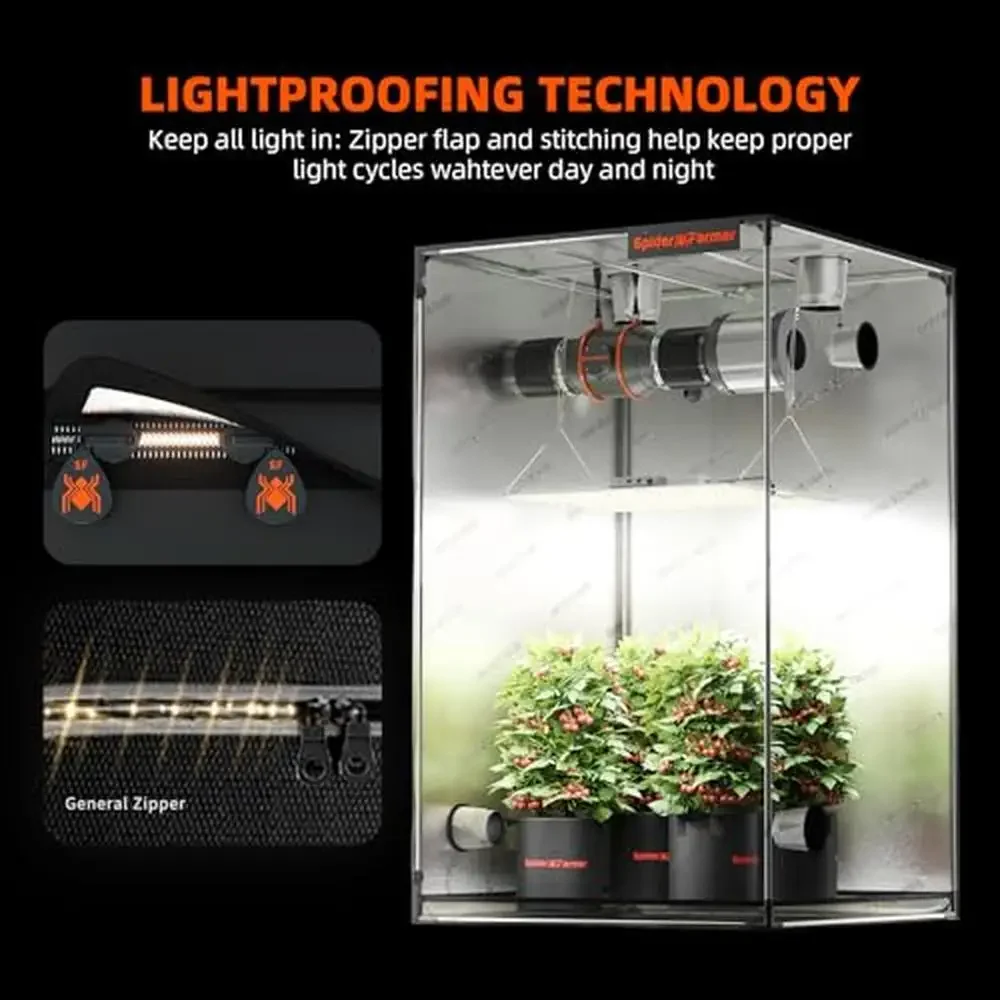 2x2x4 Hydroponic Grow Tent 24"x24"x48" Pro-Grade Reflective Mylar Canvas Strong Steel Frame Easy Install Ideal Indoor Plant