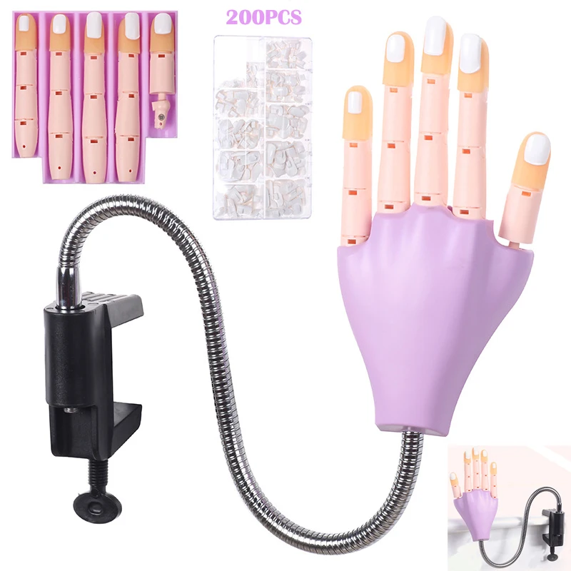 Nail Art Tools Professional Fake Nail Practice Hand+200pcs Nail Tips