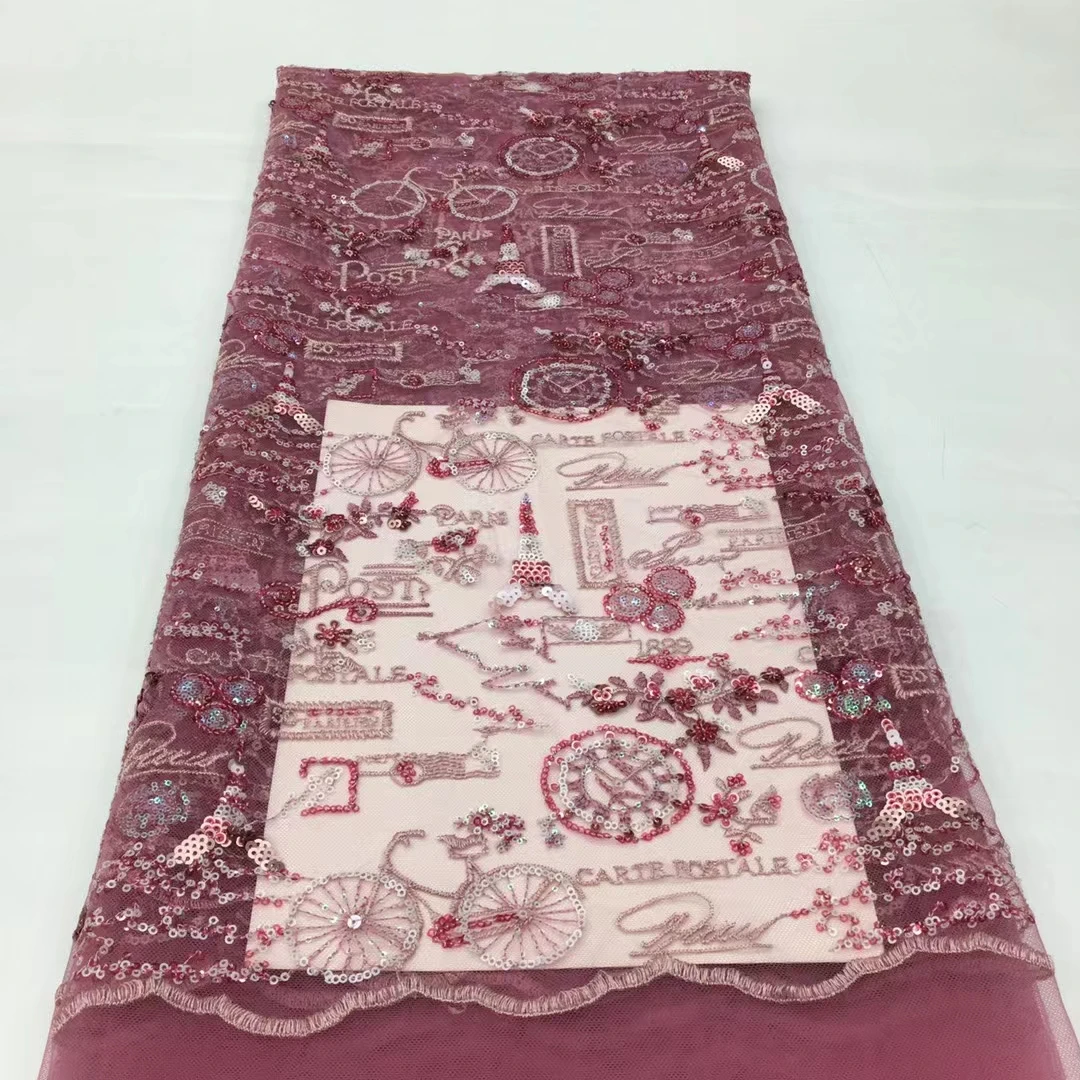 

Пыльное розовое платье Asoebi для свадебного торжества, одежда, итальянская Нигерия, тюль, Кружевная Сетка ткани с блестками