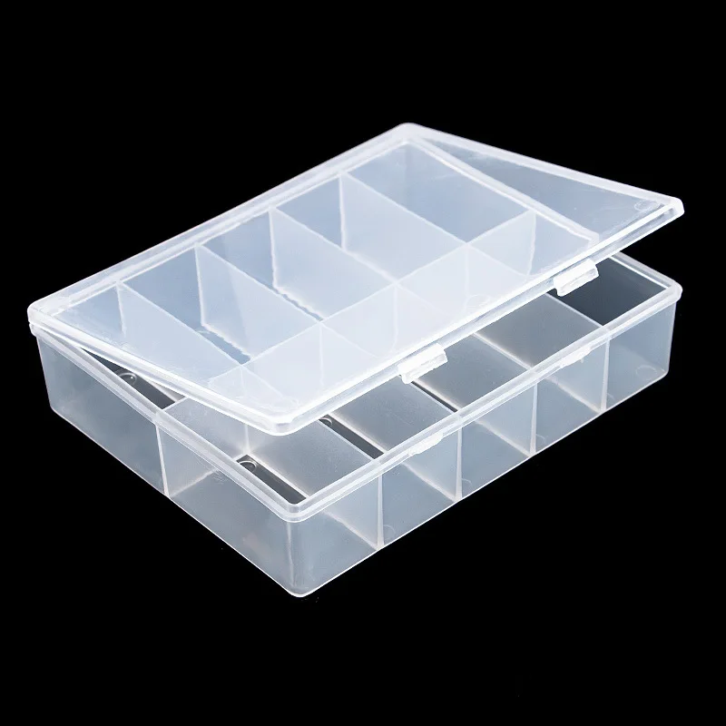 Clear 10-Grid Organizer Box for Jewelry, Beads, and Nail Art Accessories