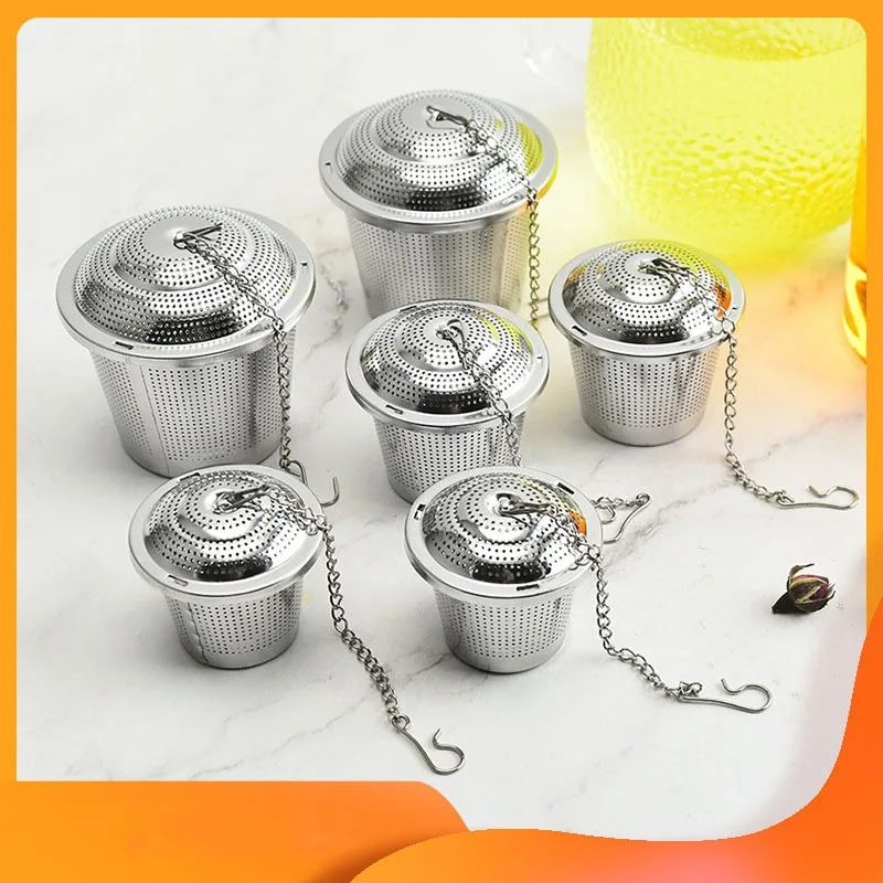 Stainless Steel Cooking Spices Infuser Fine Mesh Loose Tea Herbal Strainer Filter With Extended Chain Kitchen Accessories tea infuser