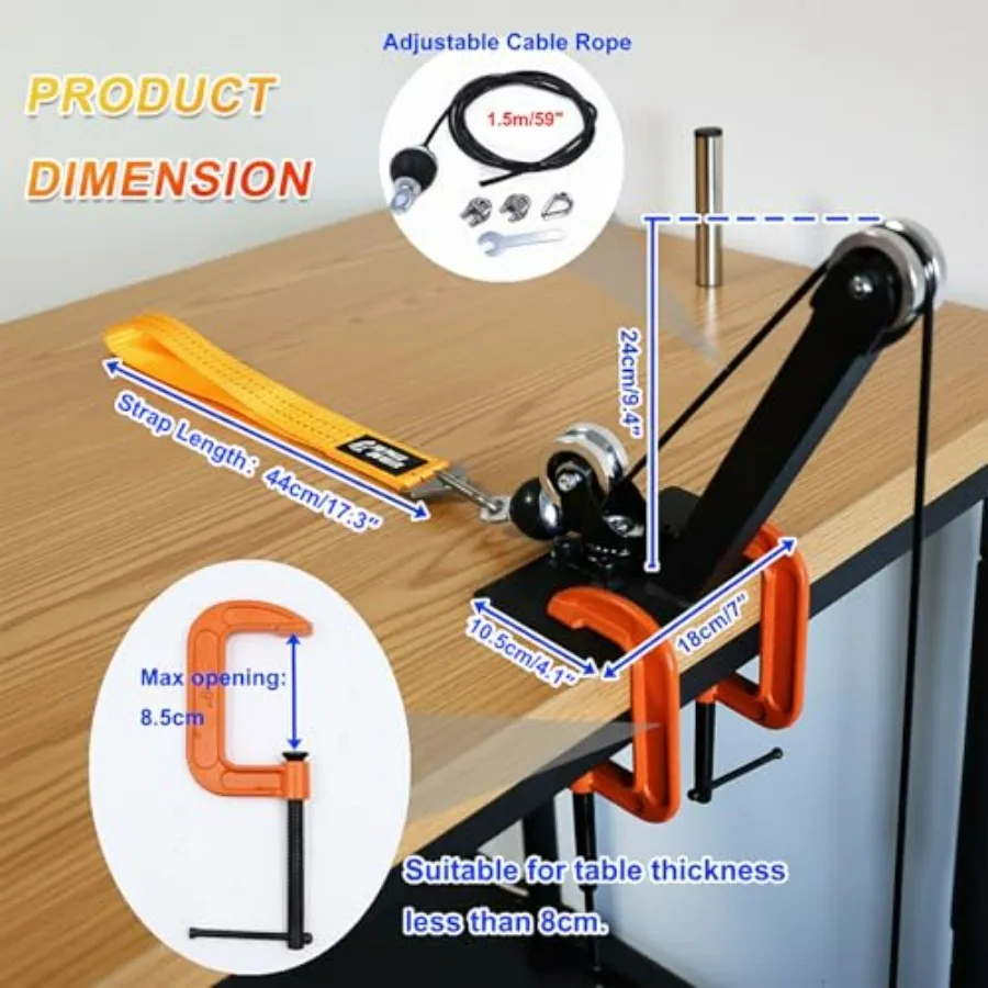Arm Wrestling Pulley Training System Kit for Table - Professional Forearm & Wrist Strengthener with Aluminum Rotating Pulleys, A