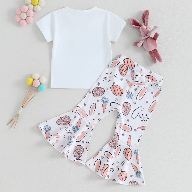 

Комплект одежды для маленьких девочек из 3 предметов, футболка, расклешенные брюки с повязкой на голову, Одежда для младенцев