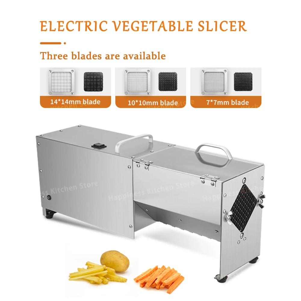 Commercial Potato Slicer Electric French Fry Cutter Stainless Steel Fruit Vegetable Cutter With 3 Blades 100kg/h