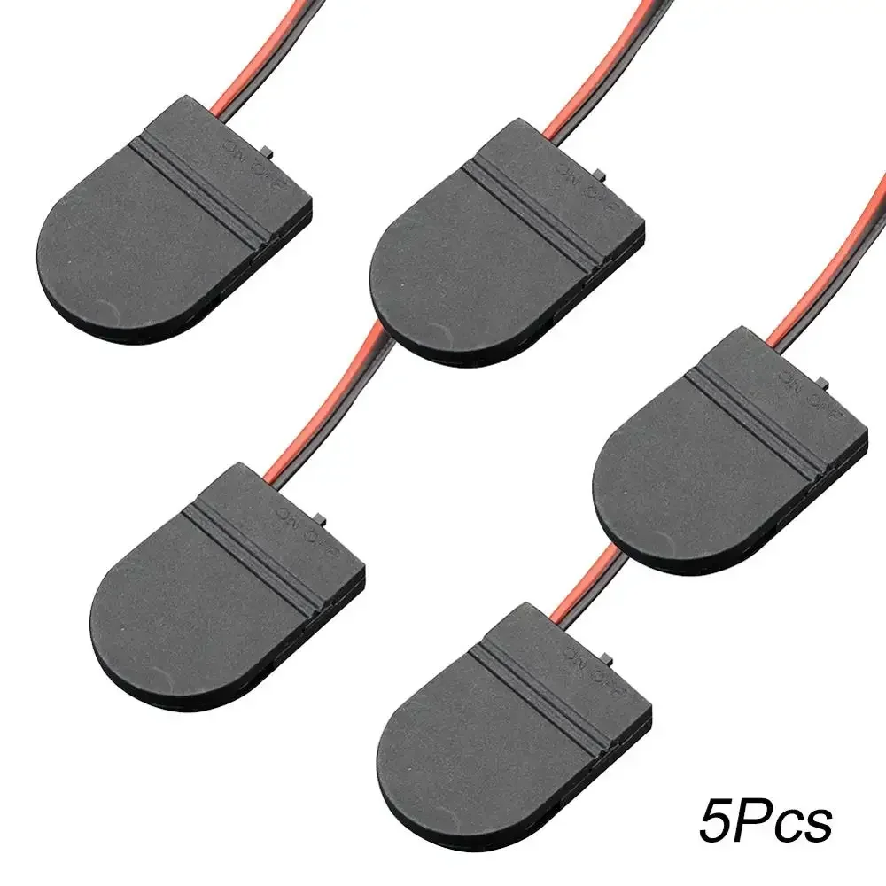 Single Slot CR2032 CR 2032 Button Coin Cell Battery Holder With ON-OFF Switch leads Wire 3V Battery Box 5PCS